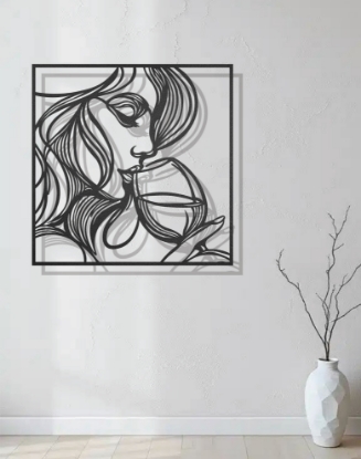 Picture of Elegance in a Glass - Minimalist Female Portrait Metal Art