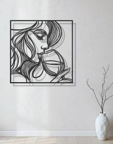 Picture of Elegance in a Glass - Minimalist Female Portrait Metal Art