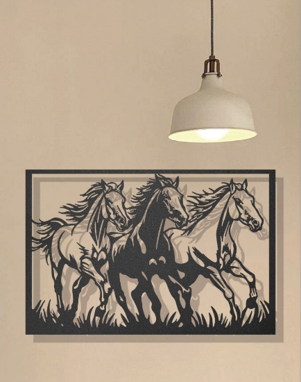 Picture of Galloping Trio - Majestic Three Horses Metal Wall Art