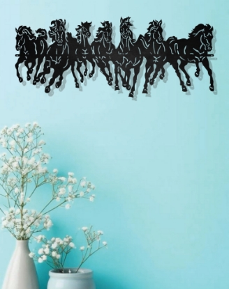 Picture of Panoramic Seven Horses Racing Metal Art
