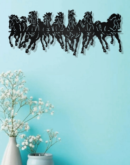Picture of Panoramic Seven Horses Racing Metal Art