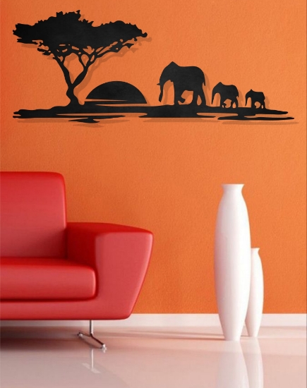 Picture of African Savannah Elephant Family Metal Art