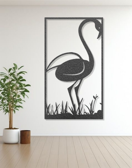 Picture of Graceful Flamingo Silhouette Metal Wall Art