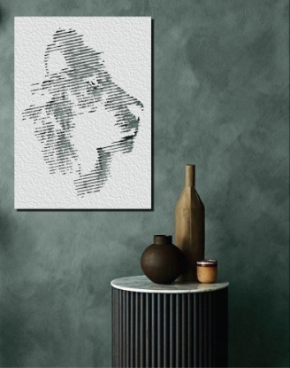 Picture of Halftone Lion Profile Metal Wall Art