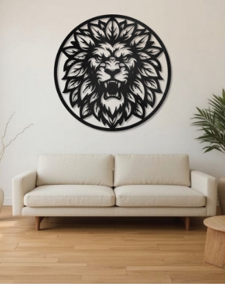 Picture of Roaring Lion King Circular Metal Wall Art