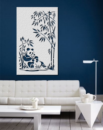 Picture of Panda Bamboo Metal Wall Art