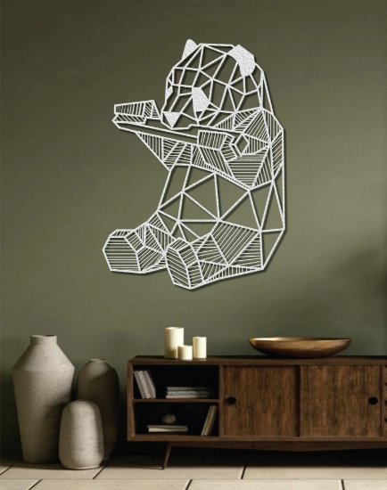Picture of Geometric Panda Metal Wall Art