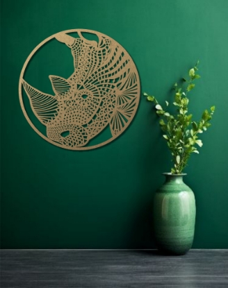 Picture of Rhinoceros Mandala Geometric Metal Wall Art