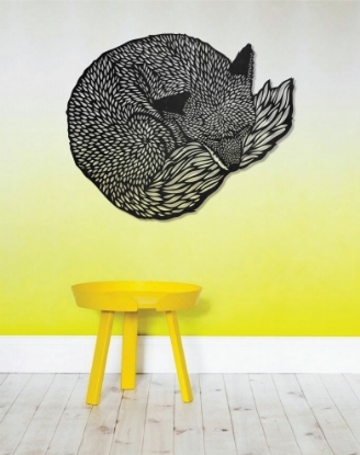 Picture of Sleeping Fox Patterned Metal Wall Art