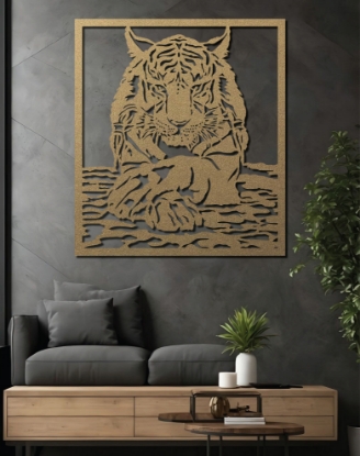 Picture of Sitting Tiger Majestic Silhouette Metal Wall Art