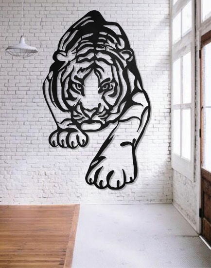 Picture of Prowling Tiger Majestic Silhouette Metal Wall Art