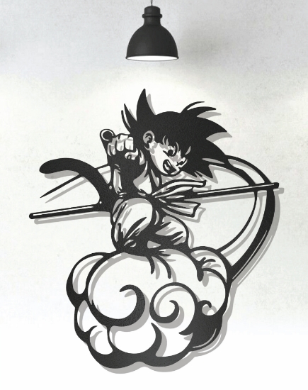 Picture of Son Goku Flying Nimbus Anime Metal Wall Art