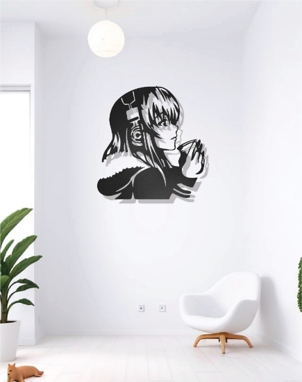 Picture of Melodic Muse: Headphones Anime Girl Metal Wall Art