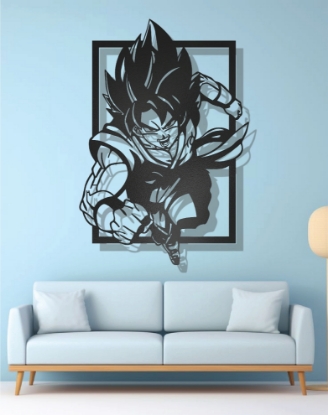 Picture of Goku Action Pose Out of Frame Metal Wall Art