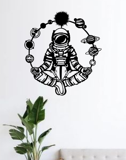 Picture of Zen Astronaut & Orbiting Planets Metal Wall Art