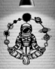 Picture of Zen Astronaut & Orbiting Planets Metal Wall Art