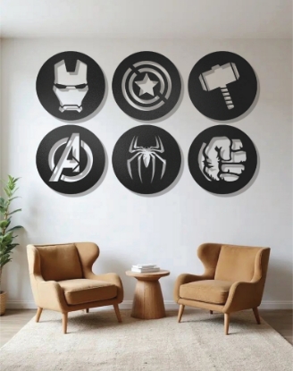 Picture of Avengers Icons 6-Piece Circular Metal Wall Art Set
